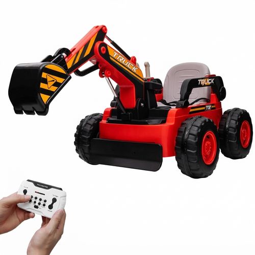 12V Ride-On Excavator Digger Truck, Red