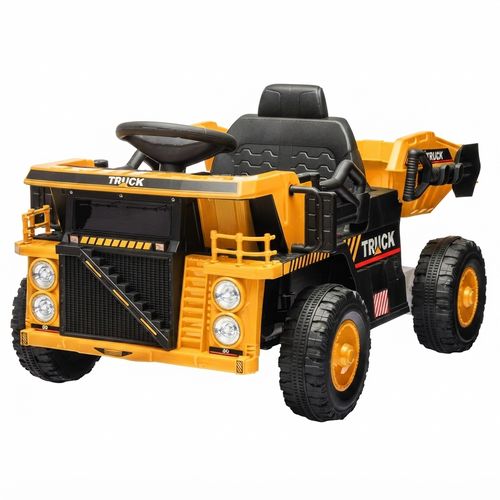 12V Ride-On Dump Truck with Shovel, Yellow