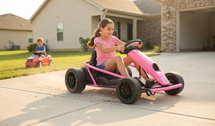 24V Drift Go-Kart, Twin 300W Motors, Rose
