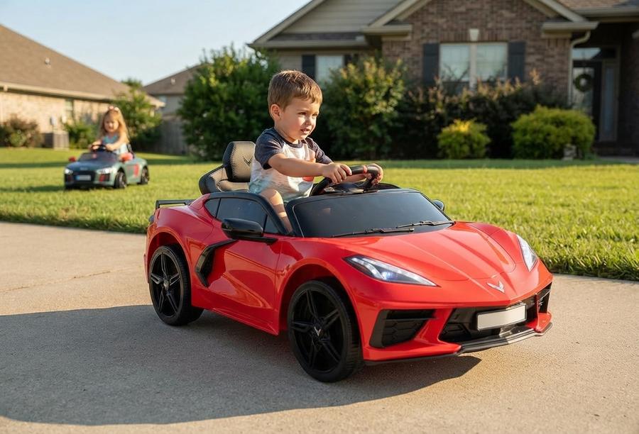 12V Licensed Corvette Ride-On Sports Car, Red